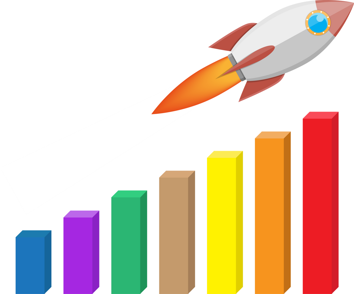 Rocket Flying up on Growth Chart